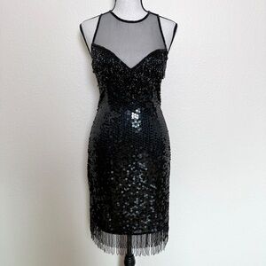 A.J. Bari Vintage Black Sequin Dress